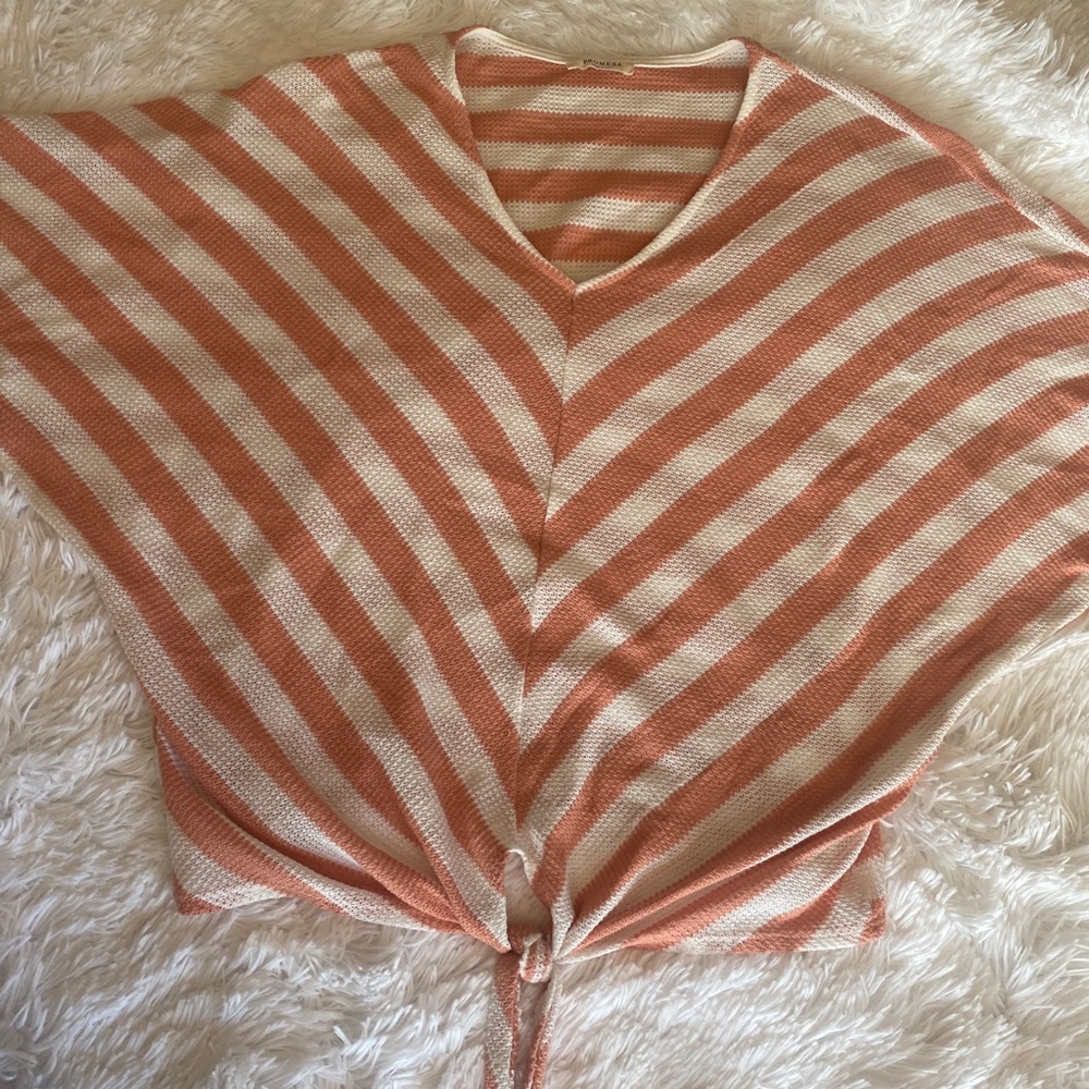 Positively Perfect Striped Knit Tie Top - Peach